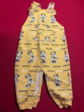Disney baby Minnie Mouse Yellow Printed Baby Overalls romper